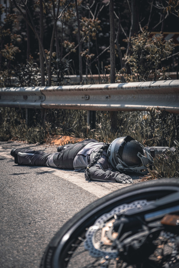 Motorcyclist accident scene
